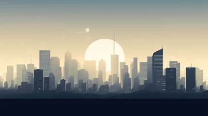 Tableaux ronds sur plexiglas Skyline city skyline at sunset. Generative AI