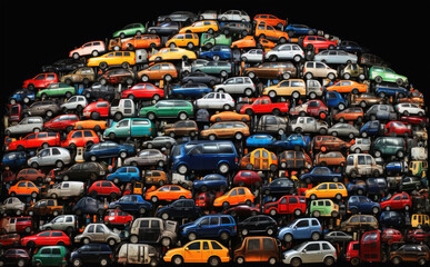 A collage of a car made of thousands of car.