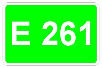 Illustration eines Europastraßenschildes der E 261 in Europa
