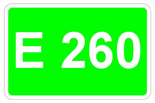 Illustration eines Europastra&szlig;enschildes der E 260 in Europa