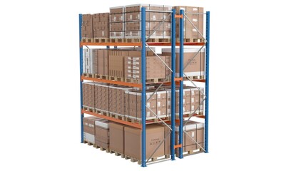 Warehouse rack with pallets