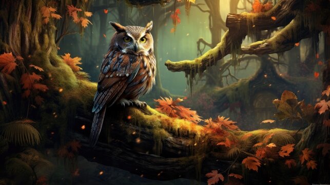 owl in the night. Generative AI
