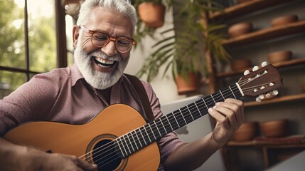 man with guitar. Generative AI 