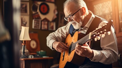 Obraz premium man with guitar. Generative AI . Generative AI 