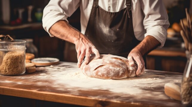 person kneading dough. Generative AI 