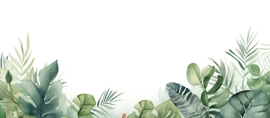 Poster Tropical leaf wallpaper with a watercolor texture inspired by nature © 2rogan