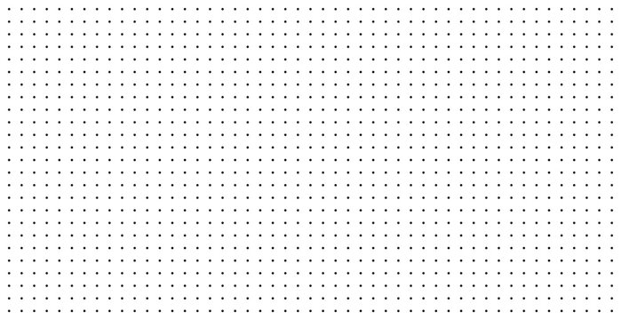 Dotted graph paper with grid. Polka dot pattern, geometric texture for calligraphy drawing or writing. Blank sheet of note paper, school notebook. Vector illustration