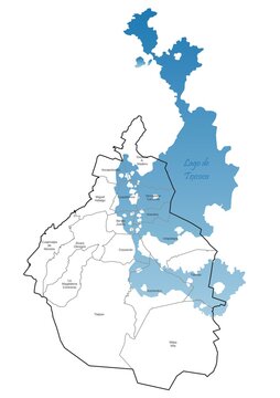 Lago de Texcoco sobre la Ciudad de M&eacute;xico