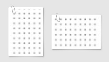 Dotted graph paper with grid. Polka dot pattern, geometric texture for calligraphy drawing or writing. Blank sheet of note paper, school notebook. Vector illustration