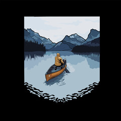 Lake view with small boat