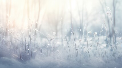 Winter landscpae with frozen meadow created with Generative AI