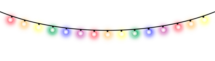 Poster Guirnalda de luces arcoíris, con resplandor, sin fondo. © Leisa