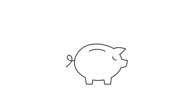 Keep Saving - Coin Falling in Piggy Bank - Animated Icon as MP4 File