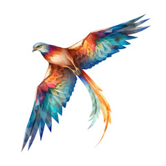 Abstract watercolor flying bird on transparent background