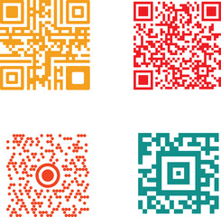 QR Icons - usually refers to a collection of graphical representations of QR (Quick Response) codes in various styles and designs. QR codes are two-dimensional barcodes that can store information. 