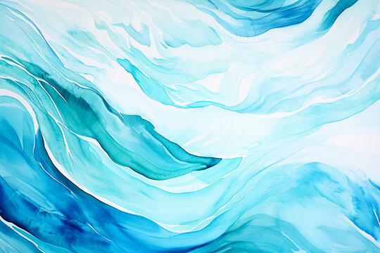 Abstract water ocean wave blue, aqua teal texture watercolor background