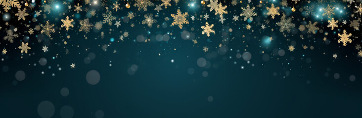 Elegant Winter Wonderland: Green and Gold Festive Background - Powered by Adobe