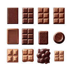 Obraz premium Collection of Chocolate Bars on transparent background