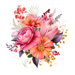 Obraz premium Bouquet floral Illustrations flower on transparent background