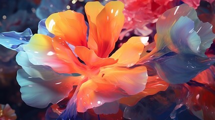 A close up of a flower with many colors