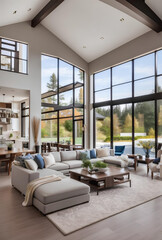 A living room interior in new luxury home.