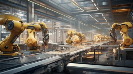  a serene environment where robotic arms and conveyor belts perform intricate tasks with grace, exemplifying the limitless potential of Automation