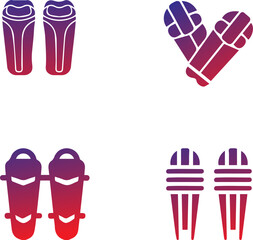 Shin Guards Icons - Design the first icon as a classic pair of football shin guards. It should have a streamlined shape that fits around the shins. Use traditional football colors like black. 