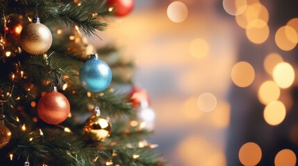 Christmas concept Blurred bokeh lights with space for text. Ideal for a Christmas background.