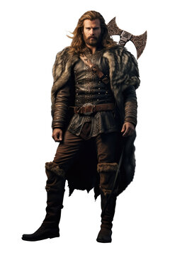 Brave Viking Soldier with Weaponry in Full View - Image of a Ruthless Norseman Warrior. long hair and beard.  odin, thor, loki, freyr, tyr, baldur, heimdall, fenrir, ymir