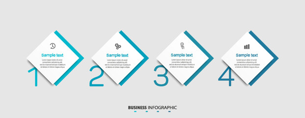 Creative business infographic template with 4 options or steps. Can be used for workflow layout, diagram, annual report, web design