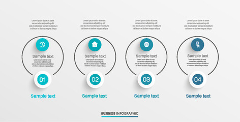 Creative business infographic template with 4 options or steps. Can be used for workflow layout, diagram, annual report, web design