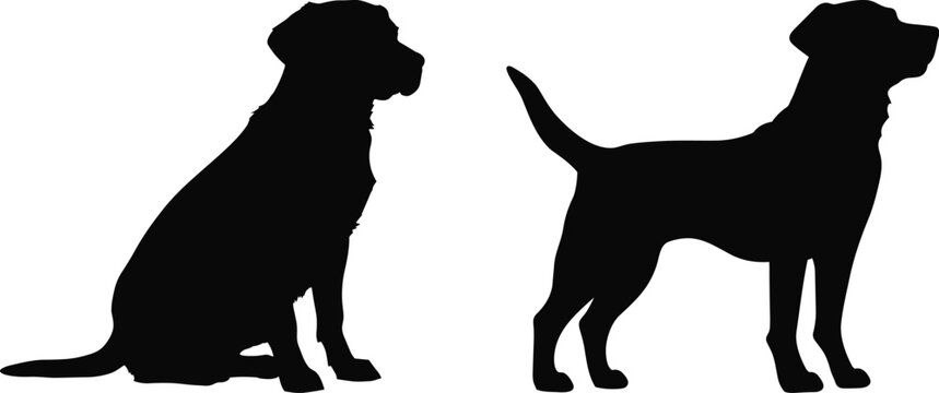 labrador retriever dog breed black silhouette logo set