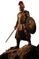 medieval knight soldier. roman soldier. spartan soldier. ancient Rome, Greece. legionary, centurion. roman knight gladiator in full armor. Transparent background. 