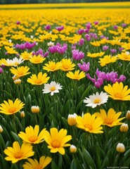 Obraz premium blumenwiese frühblüher blumenwiese steurwiese garten streublumen