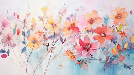  a painting of a bunch of flowers on a white background.  generative ai