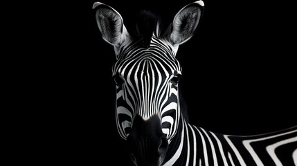 Fototapeta na wymiar a close up of a zebra's head with a black background. generative ai