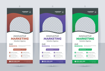 attractive color and shape business rollup banner design