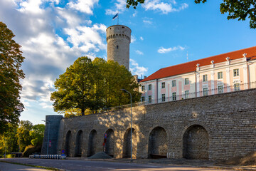 Fototapeta premium Long Herman tower in old town, Tallinn, Estonia