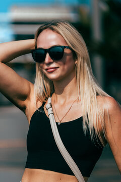 Beautiful Russian girl at the beach during summer