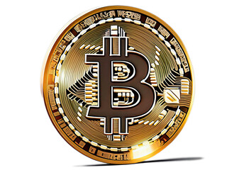 Moneda de Bitcoin sobre fondo transparente