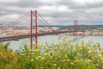 bridge 25 de abril Lisbon, Portugal. Golden bridge