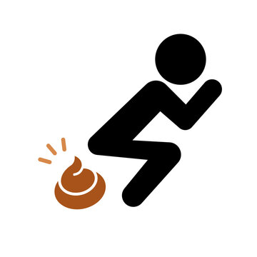 Pooping person and poop. Vector.