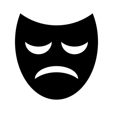 Sad face mask silhouette icon. Tragedy. Vector.