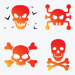 Skull and Virus Icons - A Bold Representation of Caution and Awareness. These Icons Combine the Symbolism of a Skull, Signifying Danger, with a Virus, Indicating Awareness About Health Risks.