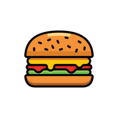 Burger flat vector illustration. Delicious burger