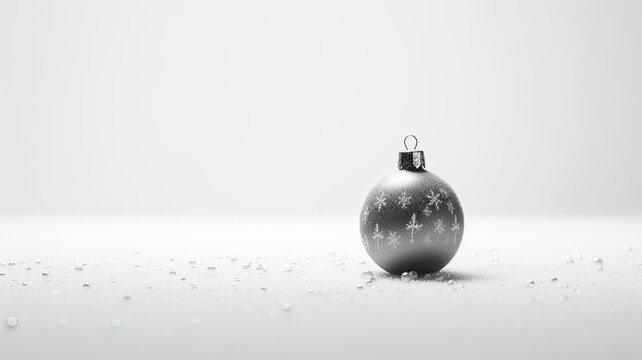 a monochromatic Christmas decoration, a black and white ornament, standing out against a light gray background. This minimalist approach emphasizes the form and contrast.