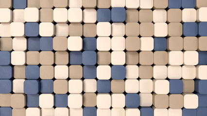 Abstract background with beige and blue rounded boxes. 3d render illustration - 657311500
