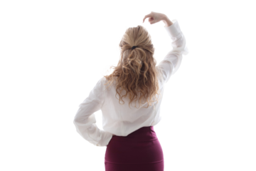 business woman thinking isolated and cut in white background