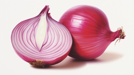 A Hyper-Realistic Isolated Red Onion Illustration with Incredible Detail