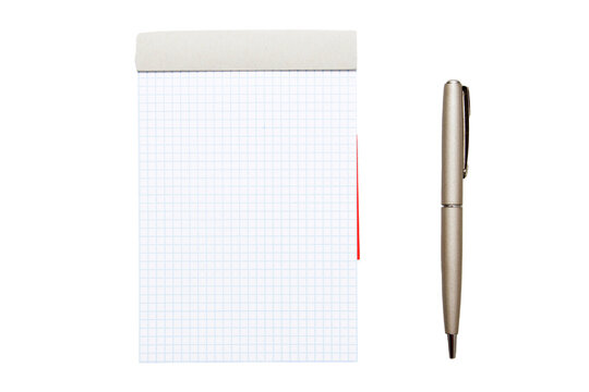 block of notes on the desktop with the pen, space for text and messages